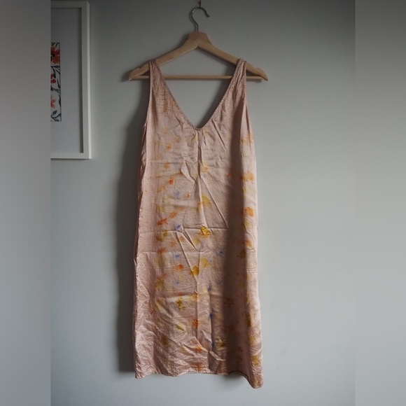 Christy Dawn Dresses & Skirts - Silk V-neck Dress Hand Dyed Natural Dyes Slip Slit Nightgown Summer Spring